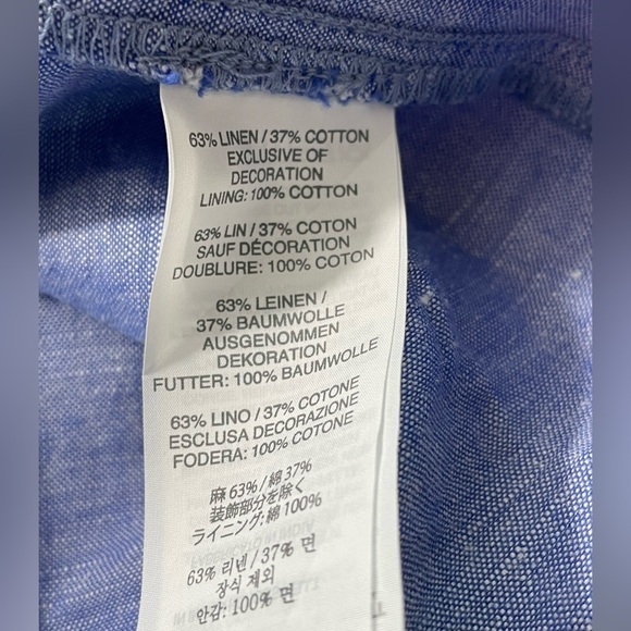 J. Crew Size 00 Blue Crosshatch Linen Seamed Sleeveless Shell Top - Picture 4 of 8